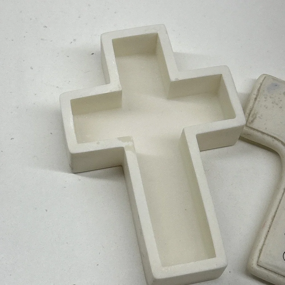Vintage‎ Cross Shaped Trinket Box God Bless You Floral Ceramic Keepsake Lid